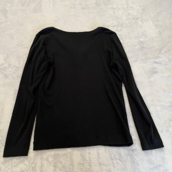 Lauren Ralph Lauren Women's Large Black Long Sleeve T-Shirt Gold Metal Accents - Picture 13 of 16